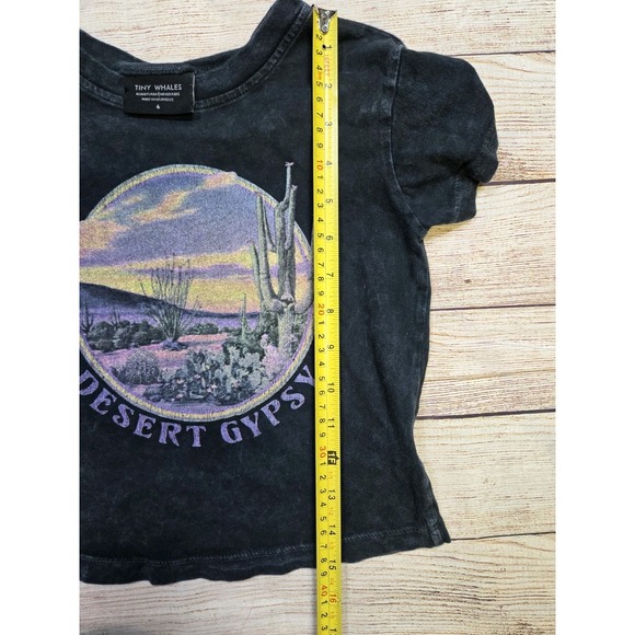 Tiny Whales Girl's Desert Gypsy Acid washed Graphic T-Shirt Size‎ 6 Black Boho - Picture 3 of 5